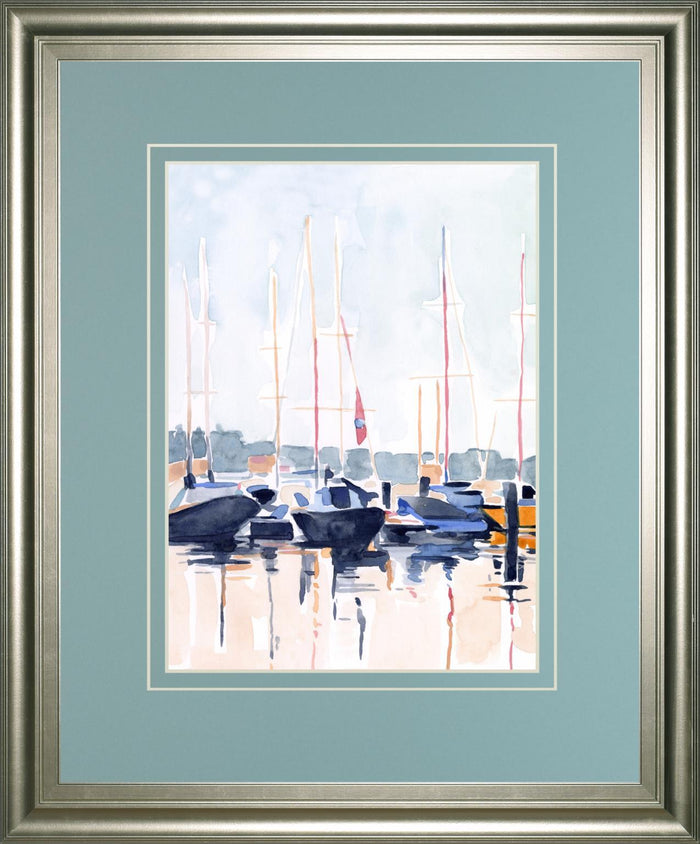 34x40 Watercolor Boat Club II By Emma Scarvey - Light Blue