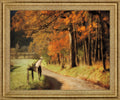 Amber Forest Pathway - 28" x 34" Framed Wall Art - Orange