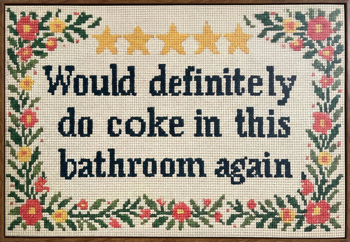 Bathroom Wit I Hand-Embellished Canvas In Frame - Brown / Multicolor