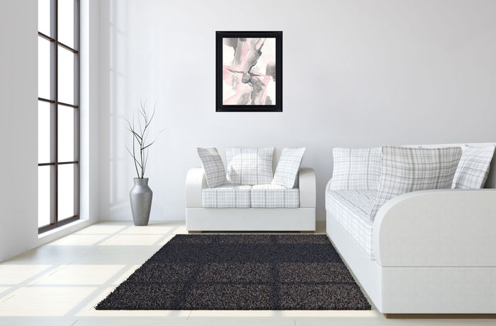 Blush Drift - 28" x 34" Framed Wall Art - Gray