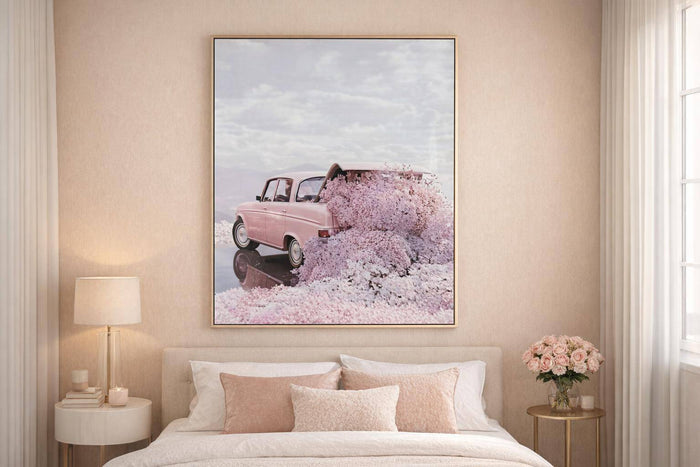 Blush Getaway Gloss Canvas In Frame - Pink / White