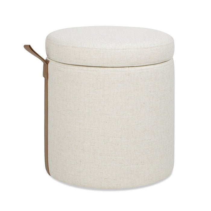 Brandy - Round Upholstered Storage Ottoman With Accent