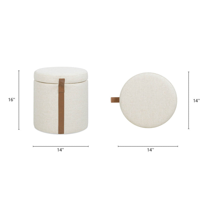 Brandy - Round Upholstered Storage Ottoman With Accent