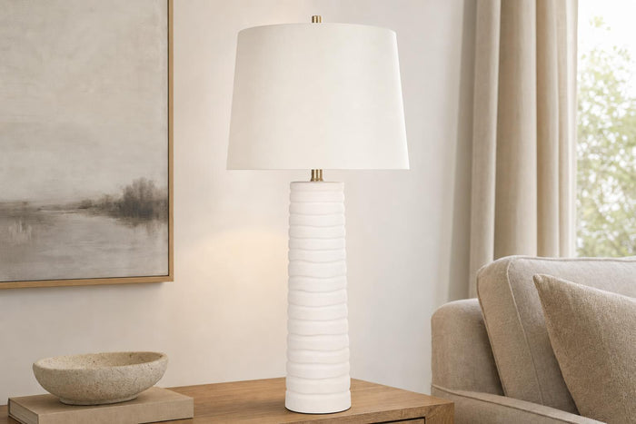 "Calming Flow" Ceramic Table Lamp (Set of 2) - Textured White