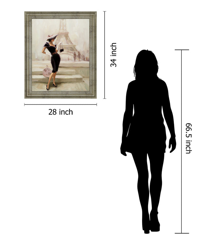 Chic Stroll - 28" x 34" Framed Wall Art - Beige