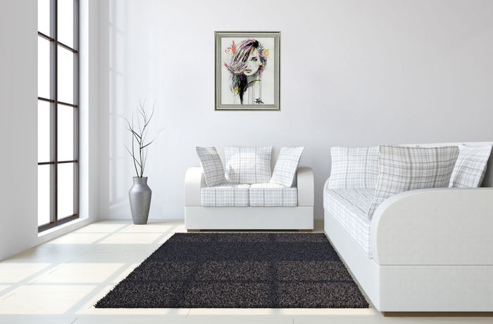 Chromatic Muse - 28" x 34" Framed Wall Art - Gray