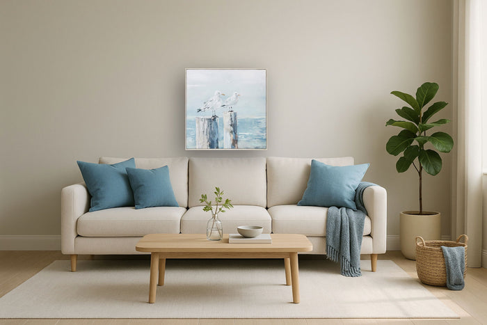 Coastal Gaze - 33" x 33" Framed Wall Art - Blue