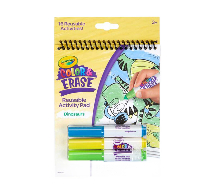 Color & Erase 16 Reusable Activity Pad With Markers Dinosaurs REUSABLE COLORING PAD by CRAYOLA at Sundora