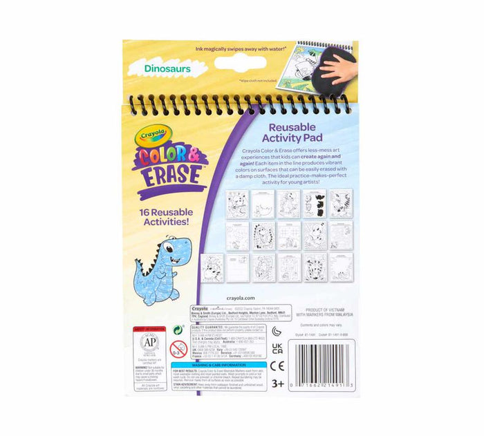 Color & Erase 16 Reusable Activity Pad With Markers Dinosaurs REUSABLE COLORING PAD by CRAYOLA at Sundora