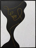 Contour Muse I Hand-Painted Canvas In Frame - Black / White