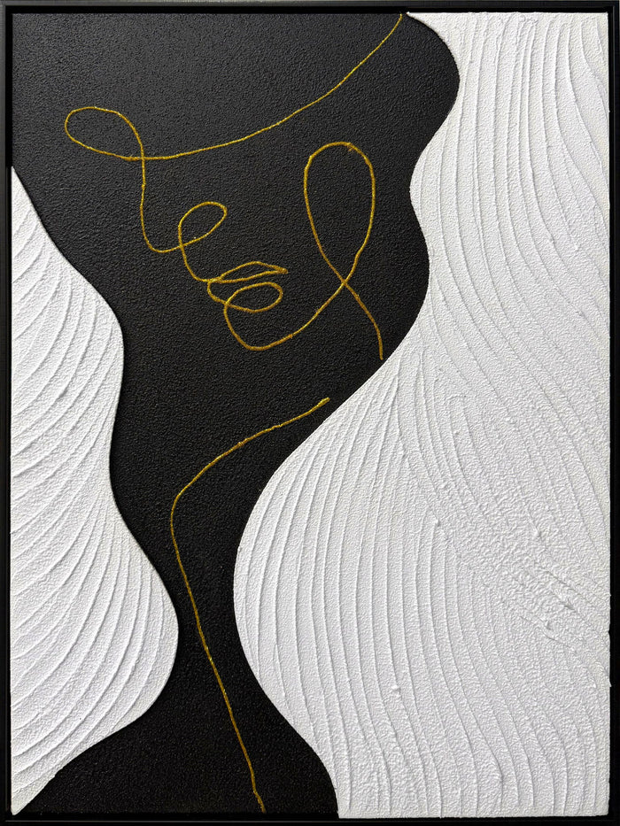Contour Muse I Hand-Painted Canvas In Frame - Black / White
