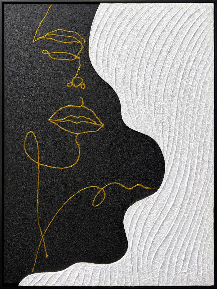 Contour Muse II Hand-Painted Canvas In Frame - Black / White