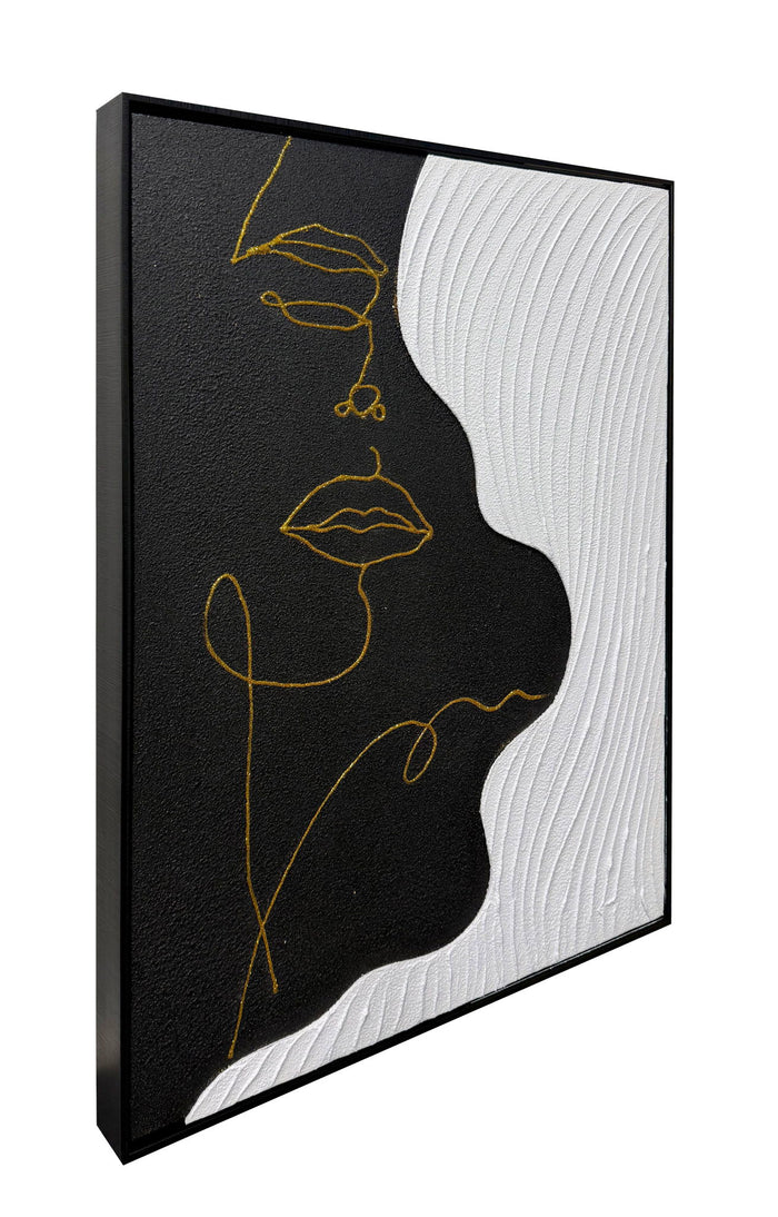 Contour Muse II Hand-Painted Canvas In Frame - Black / White