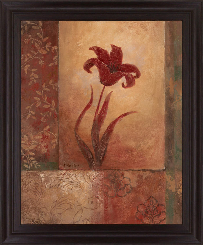 Crimson Blossom Panel - 28" x 34" Framed Wall Art - Red