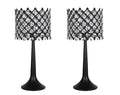 "Crystal Lattice Radiance" Metal And Crystal Table Lamp (Set of 2) - Matt Black / Clear Crystal