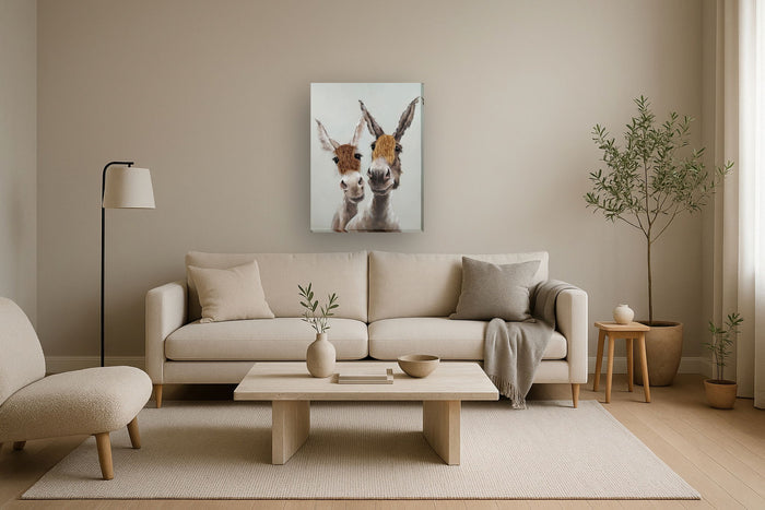 Curious Duo - 30" x 40" Framed Wall Art - Gray