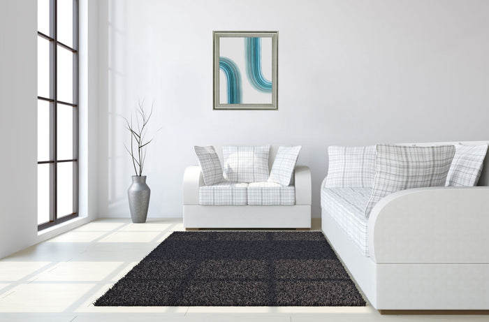 Curved Streams - 28" x 34" Framed Wall Art - Light Blue