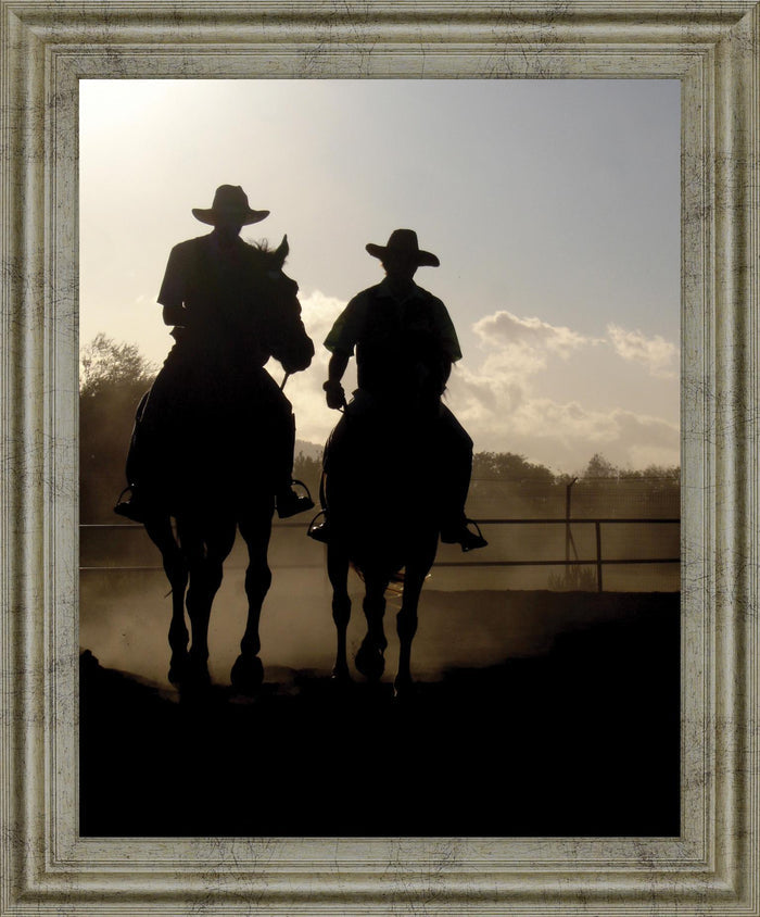 Dust Trail Sundown - 28" x 34" Framed Wall Art - Beige