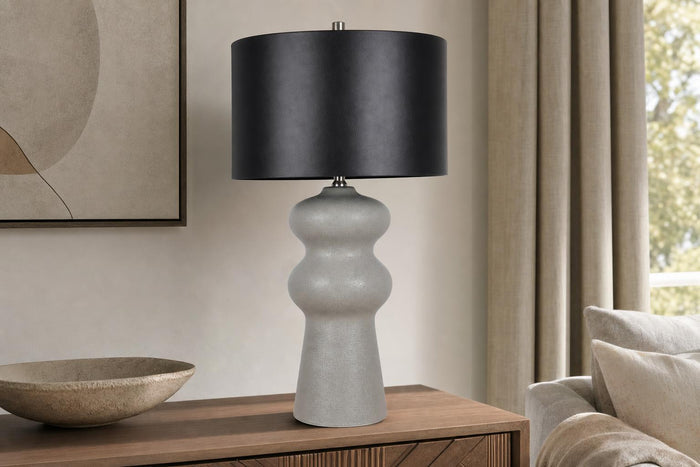 "Echo Essence" Ceramic Table Lamp - Textured Gray