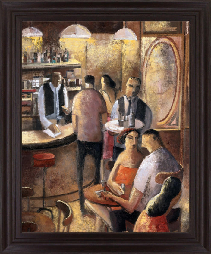 Evening Rendezvous - 28" x 34" Framed Wall Art - Dark Brown