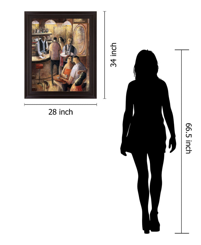 Evening Rendezvous - 28" x 34" Framed Wall Art - Dark Brown