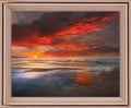 Fiery Dusk Reflection - 28" x 34" Framed Wall Art - Orange
