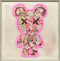 Floral Neon Bear - 33" x 33" Framed Wall Art - Pink