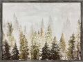 Fogbound Pines Hand-Embellished Canvas In Frame - Gray / Brown