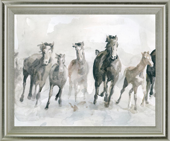 Galloping Mist - 28" x 34" Framed Wall Art - Gray