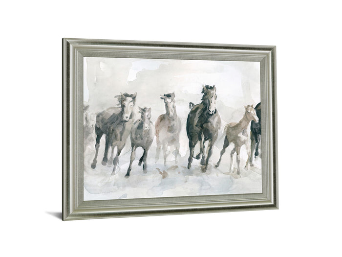 Galloping Mist - 28" x 34" Framed Wall Art - Gray