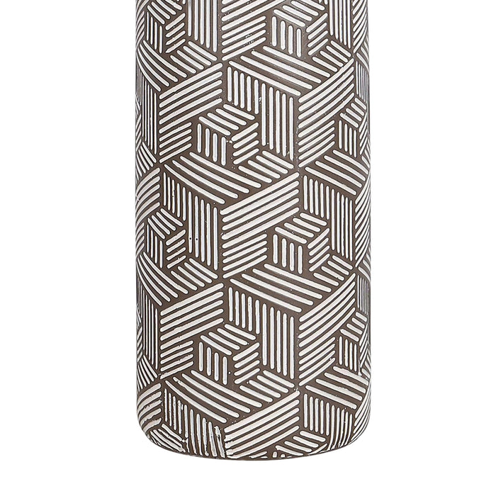 "Geometric Harmony" Ceramic Table Lamp (Set of 2) - Brown / White