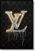 Gilded Drip Monogram - 33" x 48" Framed Wall Art - Black