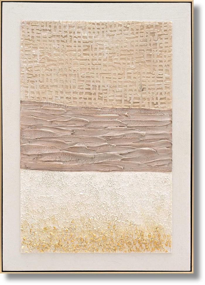 Golden Texture Harmony - 28" x 40" Framed Wall Art - Beige