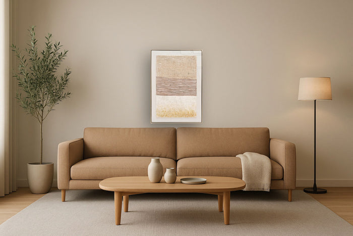 Golden Texture Harmony - 28" x 40" Framed Wall Art - Beige