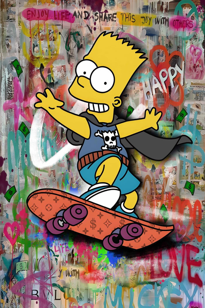 Graffiti Mischief Burst - 32" x 48" Framed Wall Art - Yellow
