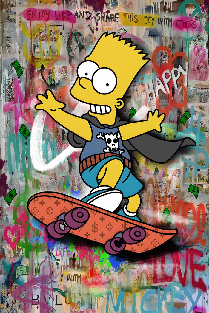 Graffiti Mischief Burst - 32" x 48" Framed Wall Art - Yellow
