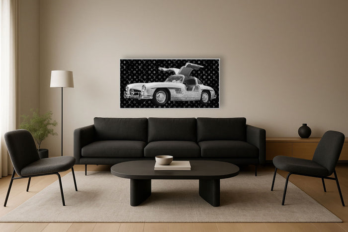 Gullwing Sparkle - 32" x 63" Framed Wall Art - Black
