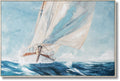 Gusty Sail Aglow - 33" x 48" Framed Wall Art - Blue