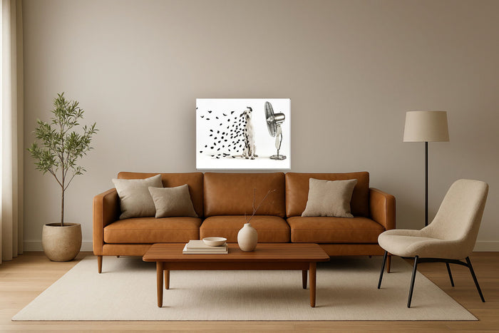 Hand Painted Textured Canvas - Pearl Silver / Black