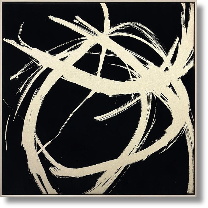 Ivory Swirl Touch - 32" x 32" Framed Wall Art - Black