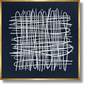 Ivory Tangle Lattice - 39" x 39" Framed Wall Art - Blue