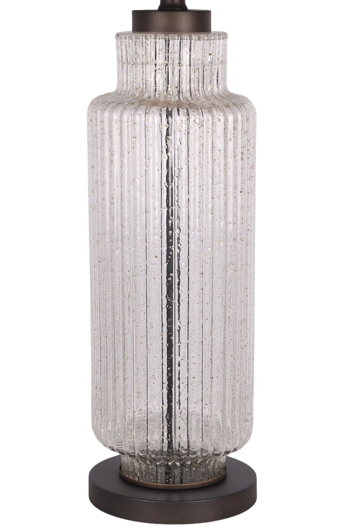 Lumina Ripple Ribbed Glass & Metal Table Lamp (Set of 2) - Clear Glass With Gold Flecks / Oil Bronze