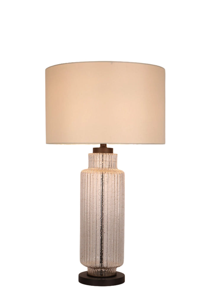 Lumina Ripple Ribbed Glass & Metal Table Lamp (Set of 2) - Clear Glass With Gold Flecks / Oil Bronze