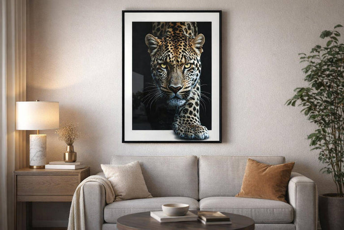 Midnight Stalker II Gloss Canvas With Rocks In Frame - Black / White