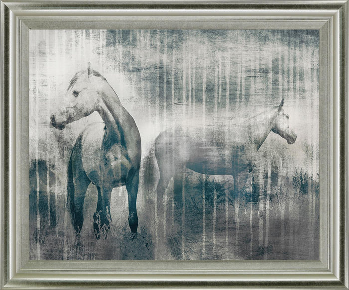 Misty Equines - 28" x 34" Framed Wall Art - Gray