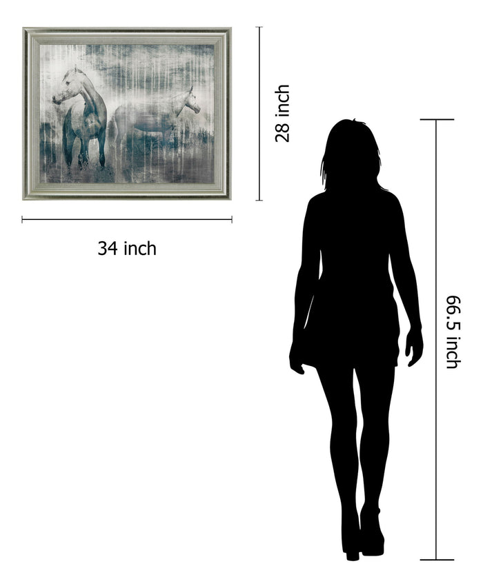 Misty Equines - 28" x 34" Framed Wall Art - Gray