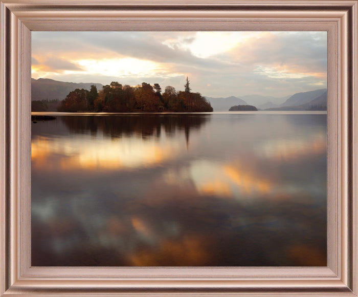 Misty Isle Sunrise - 28" x 34" Framed Wall Art - Light Brown