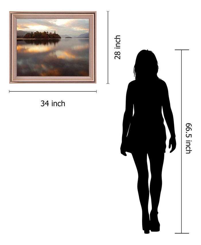 Misty Isle Sunrise - 28" x 34" Framed Wall Art - Light Brown
