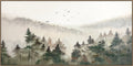 "Misty Wilderness" Hand-Painted Canvas In Frame - Green / Gray