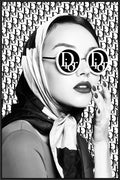 Monochrome Glamour Muse - 32" x 48" Framed Wall Art - Dark Gray
